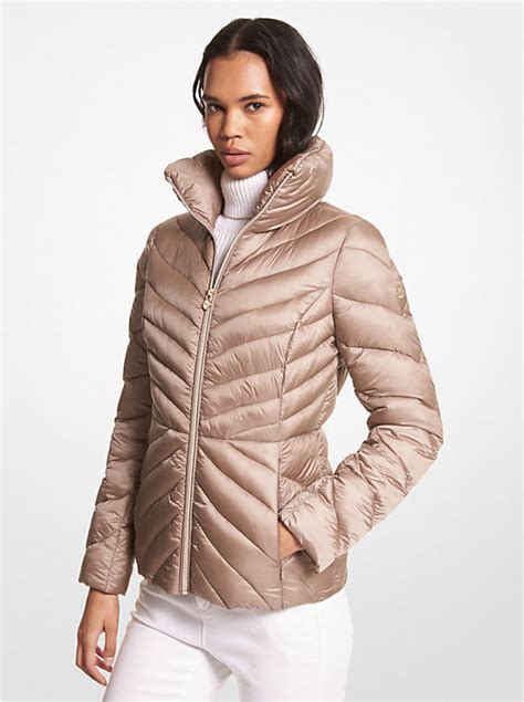 michael kors hooded quilted puffer jacket|Michael Kors packable puffer jacket.